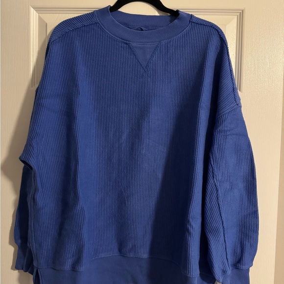 Aerie Blue Big Chill Ribbed Sweatshirt - Picture 1 of 3